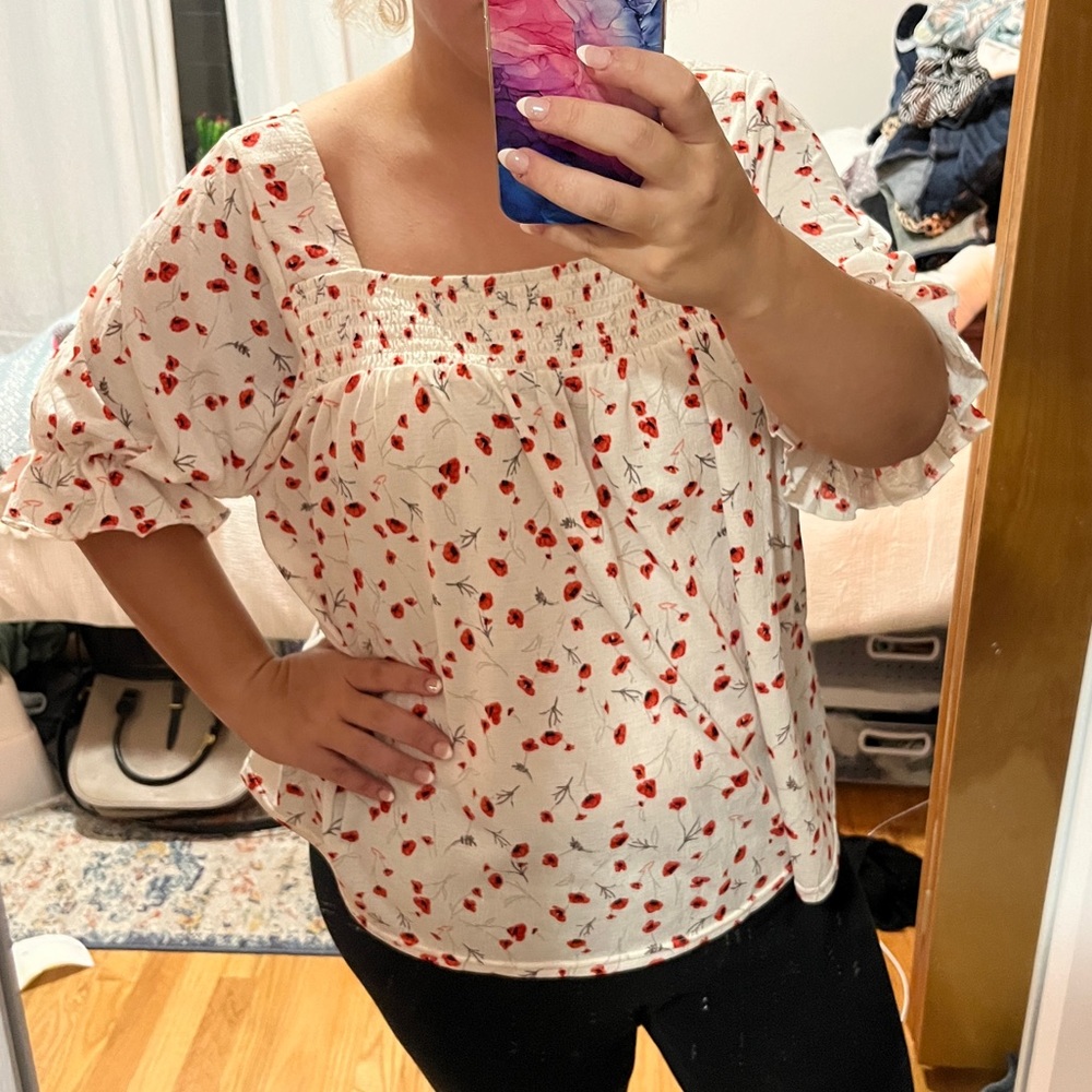 Poppy Print Blouse